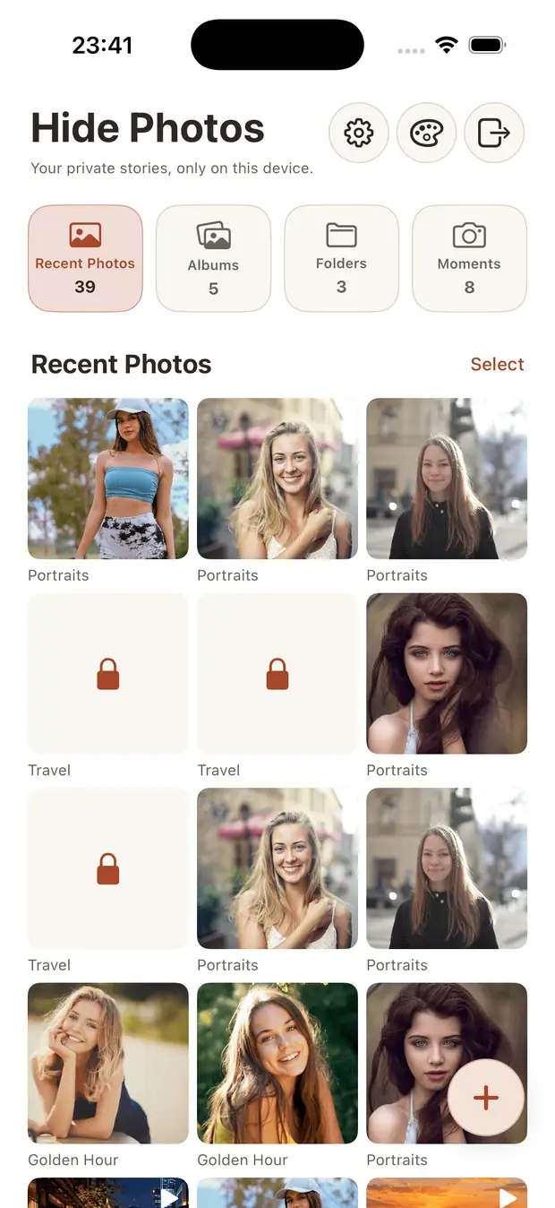 Hide Photos vault home screen with private albums